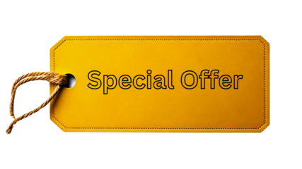 golden tag of special offer isolated on transparent background  