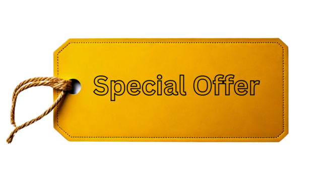 golden tag of special offer isolated on transparent background  