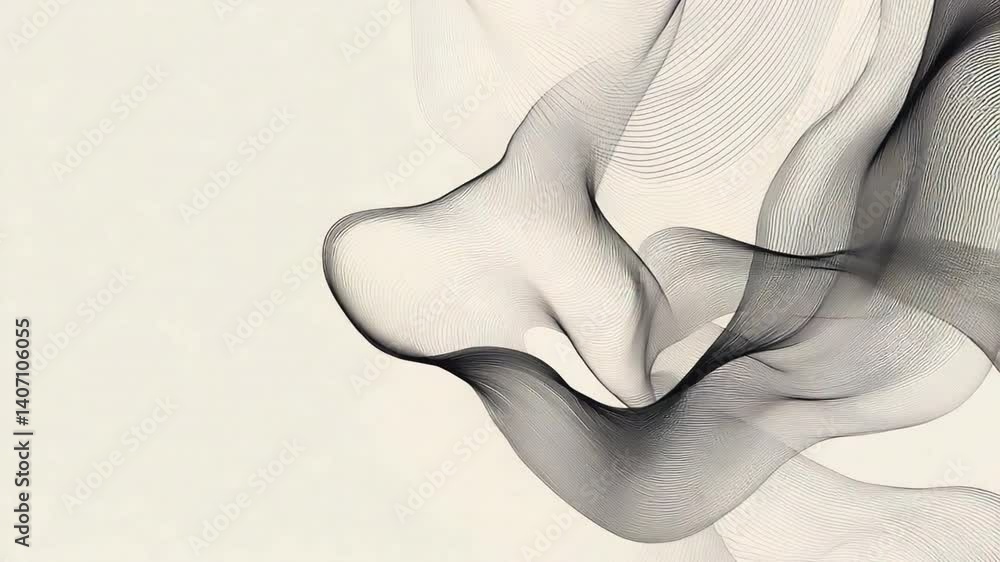 Poster abstract fluid waves of dark and light flowing together in a harmonious dance of lines and textures