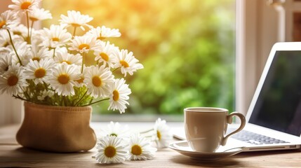 photograph computer coffee flowers