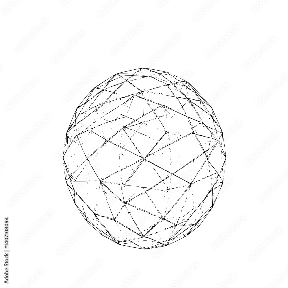Poster geometric sphere: a meticulously crafted digital rendering unveils an intricate geometric sphere, co