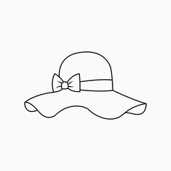 Printable Woman’s Hat Drawing Cute Bow Hat Coloring Page Design.