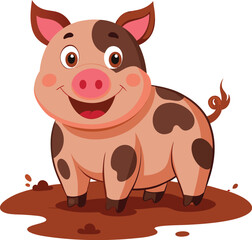 Pig smiling in mud