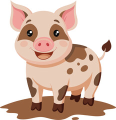 Pig smiling in mud