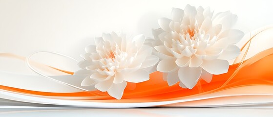 White Flowers Orange Swirl.