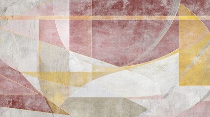 Abstract Geometric Art with Soft Pastel Shades and Curved Lines