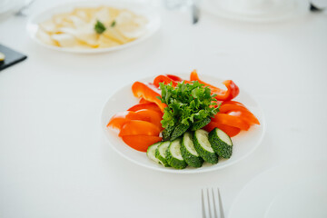 Fresh vegetable platter beautifully arranged for a gourmet dining experience
