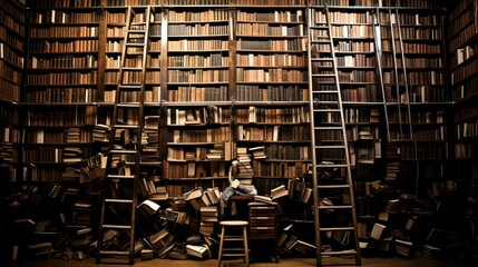 Obraz premium bookshelves unstructured data