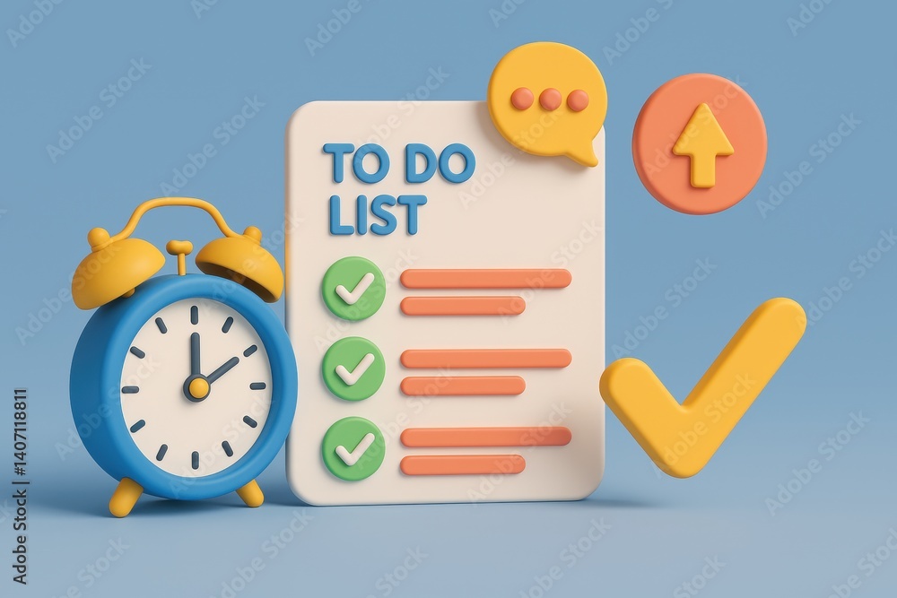 Poster organized tasks and time management: a visual representation of efficient task management, with a fo