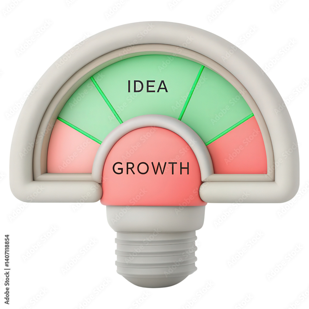Aufkleber a visual guide to evaluating startup ideas and growth potential using a valuation meter.