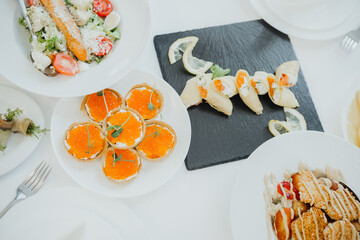 Delightful arrangement of colorful dishes at a summer outdoor gathering