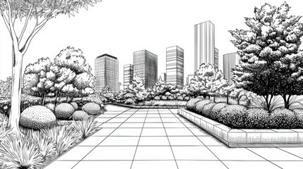 Urban Park Landscape Illustration