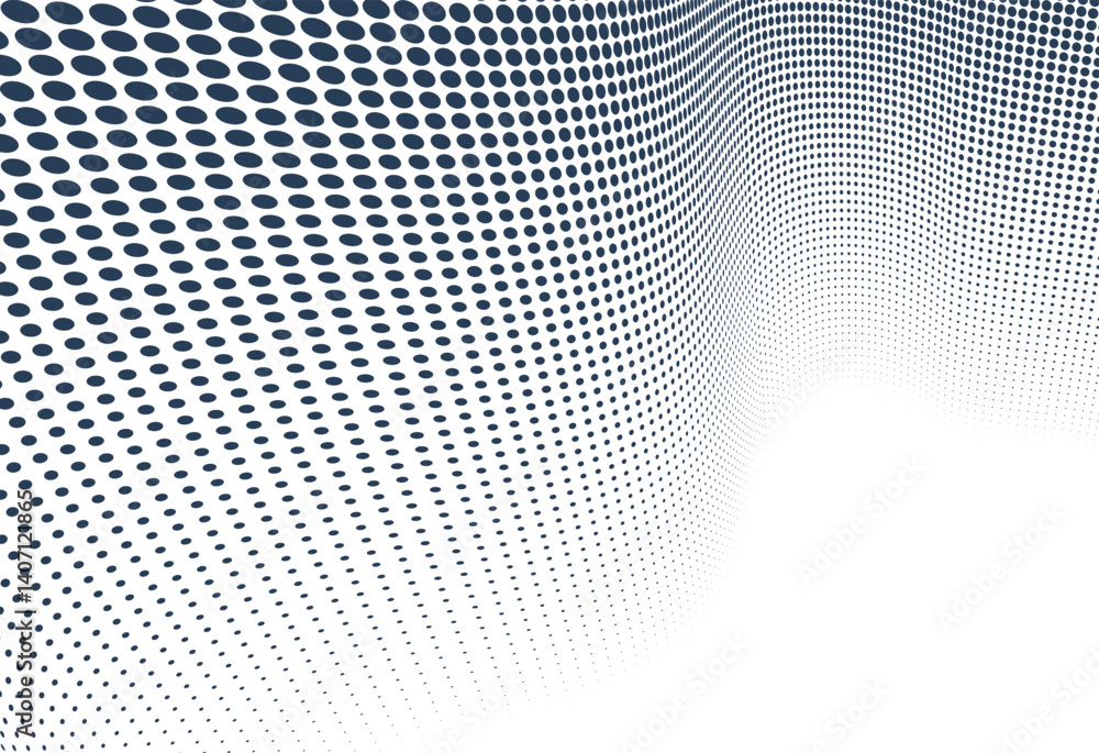 Poster dotted vector abstract background, black dots in perspective flow, dotty texture abstraction, big da