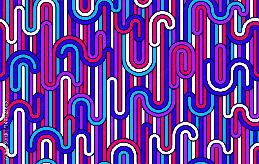 Poster rainbow lines seamless pattern, colorful linear geometric vector abstract background, multicolored p