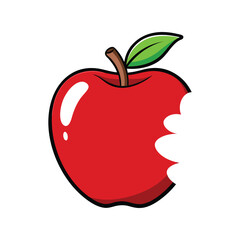 Apple with Bite Vector Illustration – Fresh Red Fruit Icon for Healthy Food, Branding, Packaging, and Diet Concepts