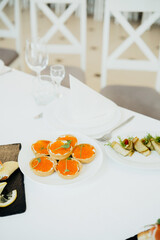 Elegant seafood appetizer platter served at a festive dining event