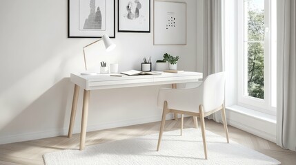desk home office white