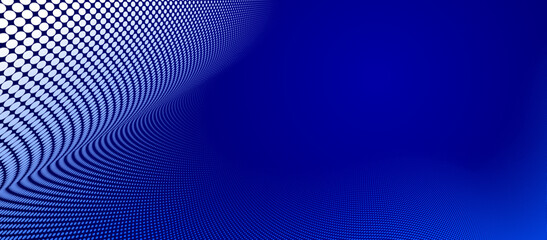 Dark blue dots in 3D perspective vector abstract background, multimedia internet information theme, wave stream of science technology or business blank template for ads.