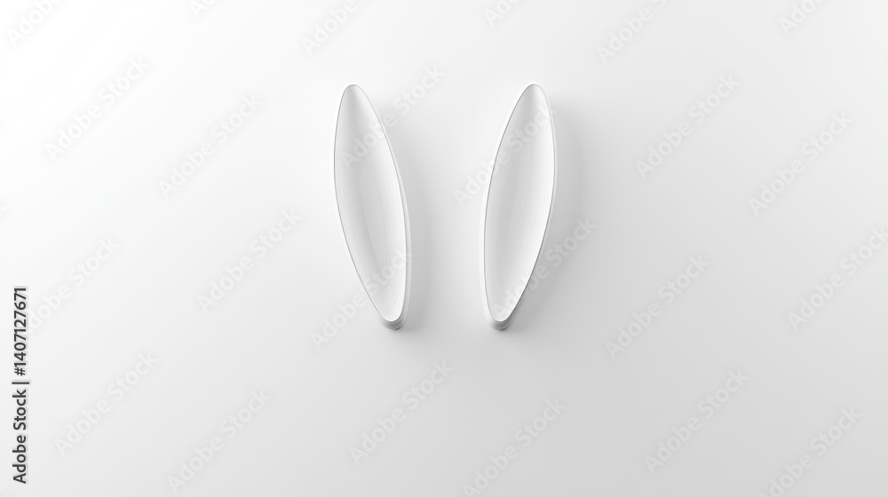 Poster minimalist presentation of two elegant translucent leaf shapes showcasing delicate details on a clea