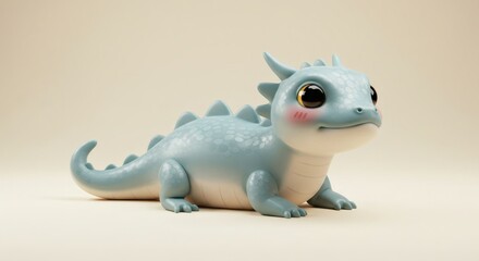 Naklejka premium Adorable Blue Dragon Cub Illustration with Soft Lighting and Delicate Details