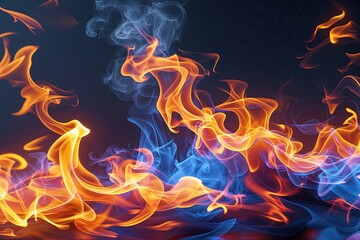 Vibrant Flame Texture with Dynamic Smoke Patterns and Bright Colors