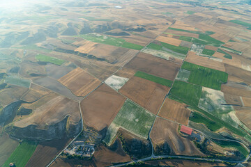 Scenic View from a Hot Air Balloon Over La Rioja's Vineyards, Spain