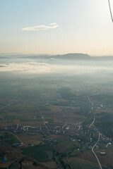 Aerial View of Vineyards in La Rioja from a Hot Air Balloon Adventure