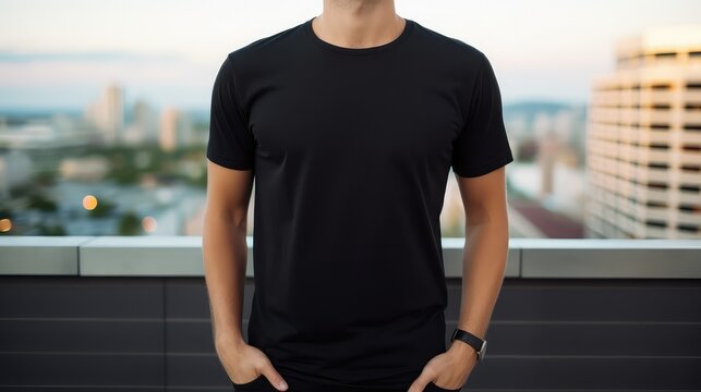 casual black t shirt mock up