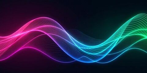 Holographic Neon Fluid Waves. Abstract background on black