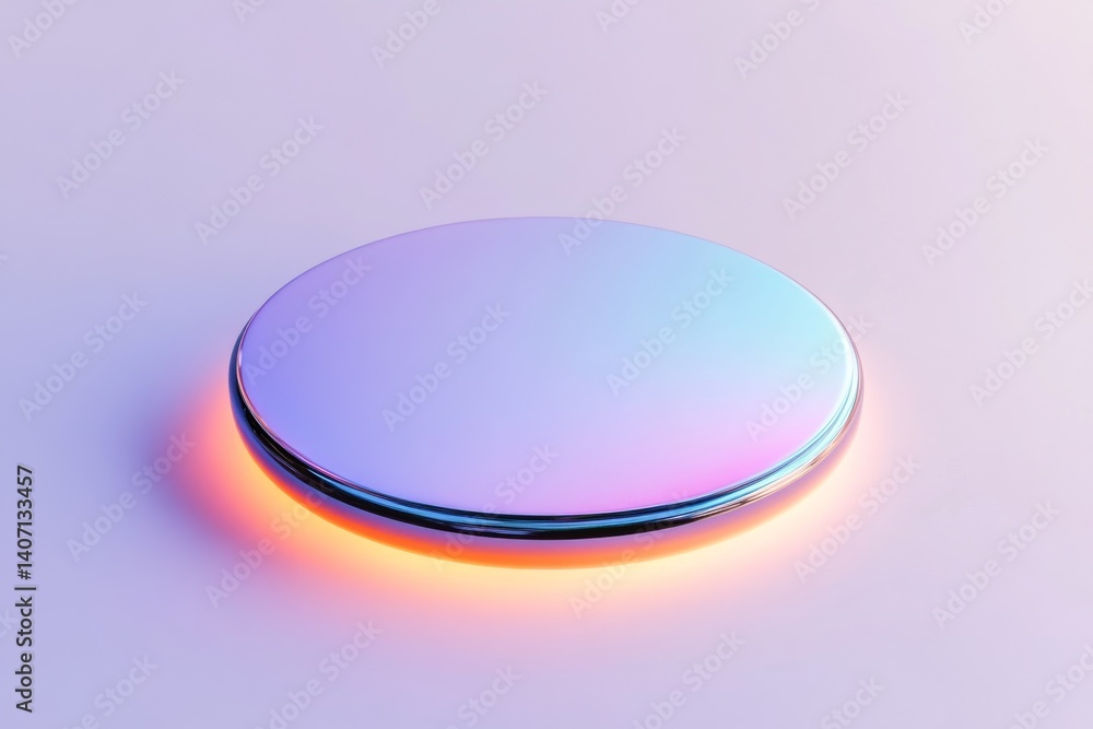 Poster futuristic iridescent button with hover effect concept for digital interface design