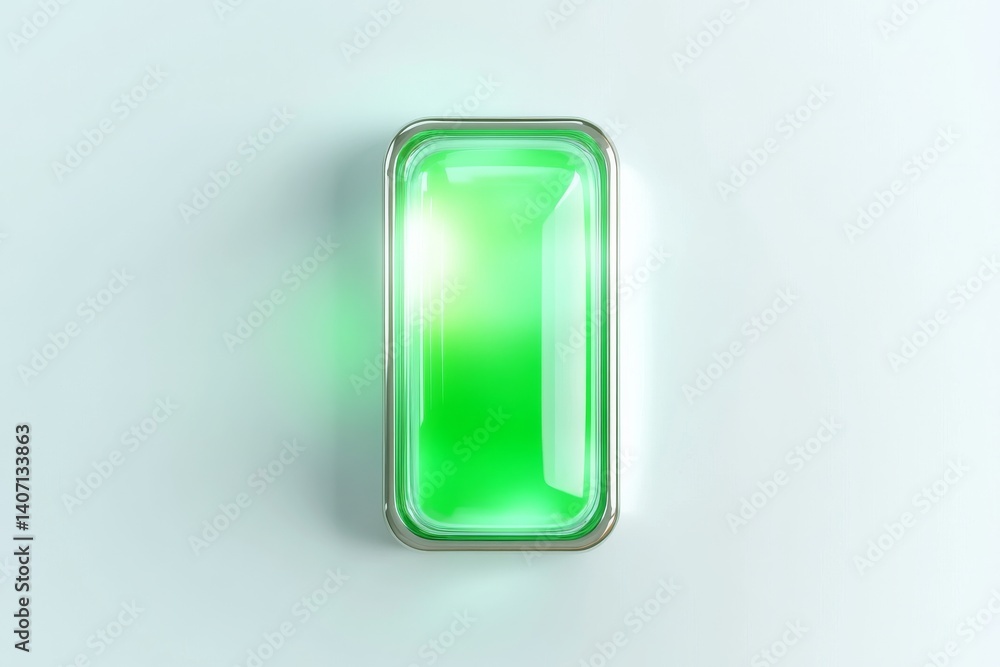 Poster futuristic green toggle switch with vibrant glow for user interface design
