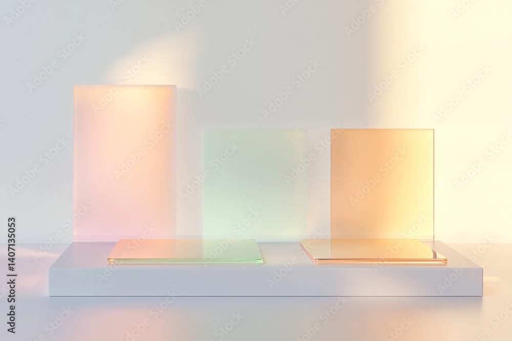 Poster minimalist design with colorful translucent tab bars for modern interface