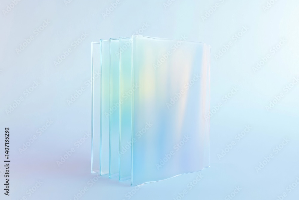 Aufkleber abstract transparent accordion element on pastel gradient background for modern design