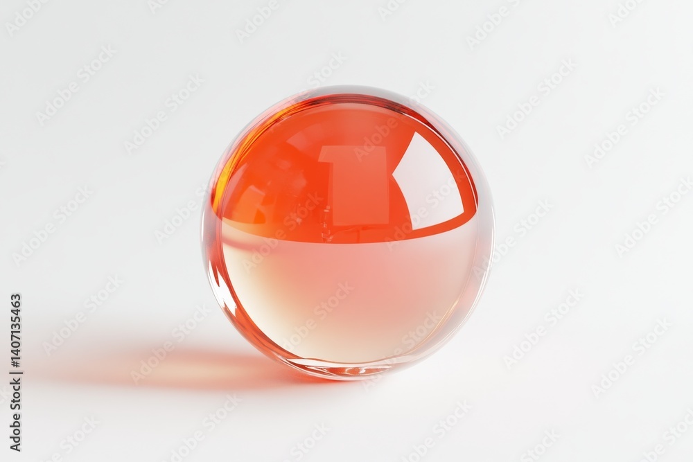 Poster glossy spherical transparent object with red tint design for modern visuals