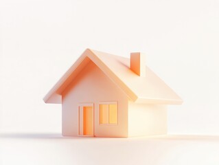 Bright orange house silhouette on white background for design and decoration