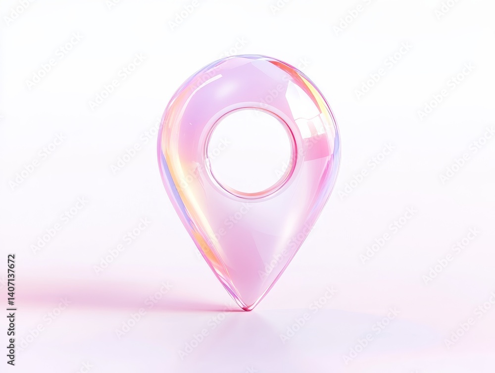 Poster glossy pink location pin icon for navigation and design projects