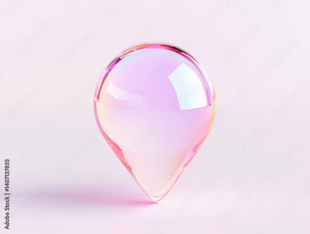 Poster glossy pink location pin icon for navigation and mapping design projects