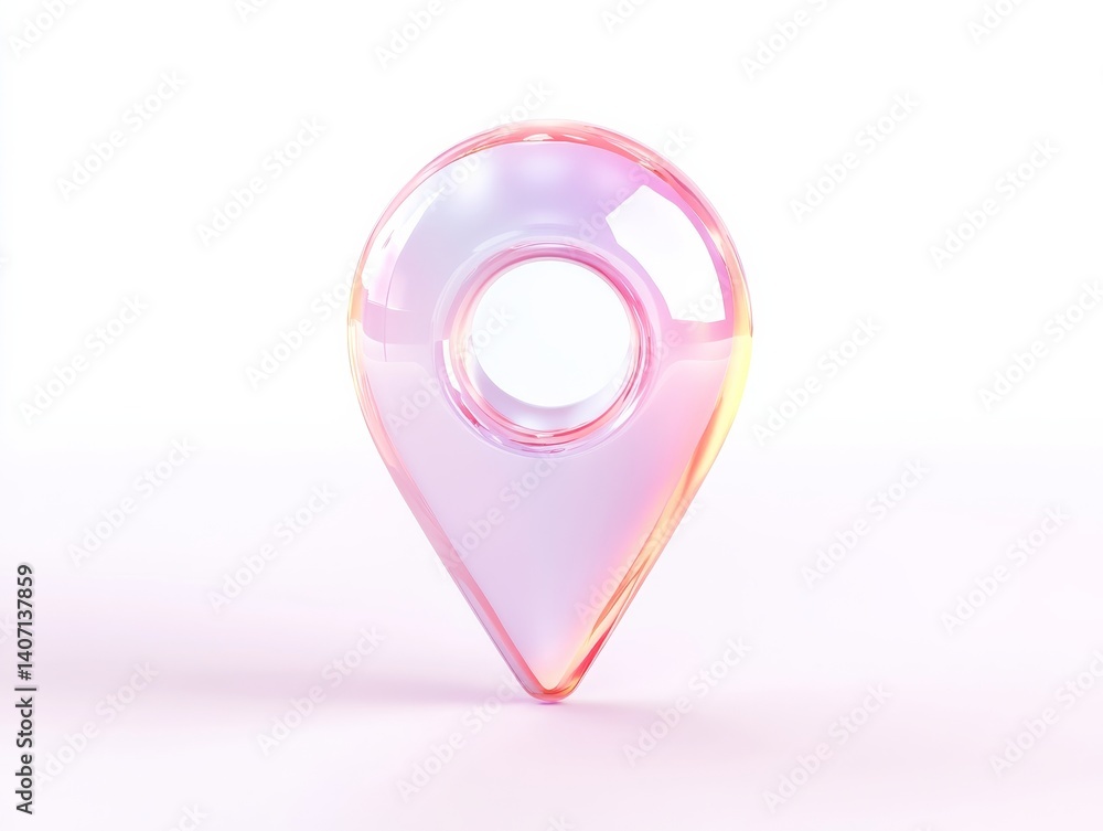 Poster glossy pink location pin for map and navigation concepts