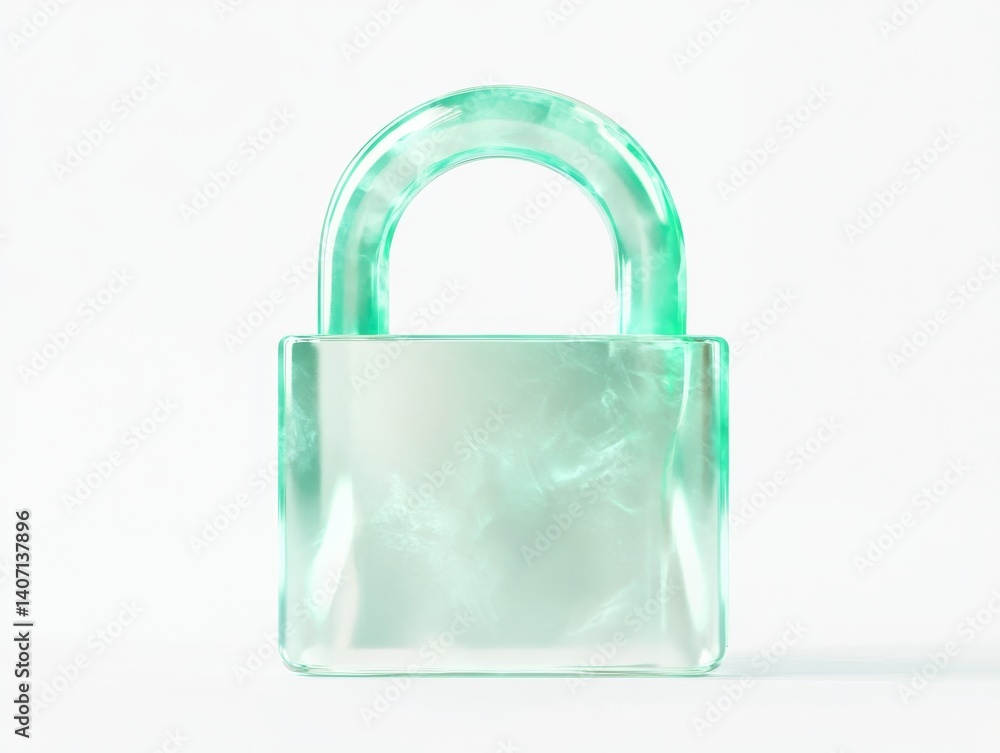 Poster glossy teal padlock icon with subtle highlights for security concepts