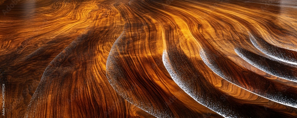 Poster luxurious walnut wood grain creating flowing wave pattern