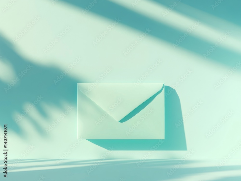 Poster elegant sky blue envelope with subtle highlights in minimalist design on soft background