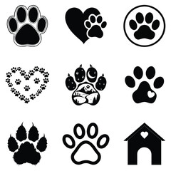 Fototapeta premium set of Simple Line Art Dog Paw Print Design