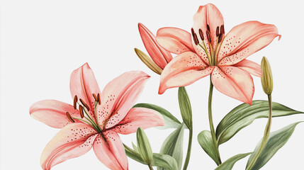 Fototapeta premium Elegant wedding invitation card background . Minimal hand painted watercolor botanical flowers texture template background. Design for wedding, vip cover, poster, rsvp moderncard.Valentine's Day
