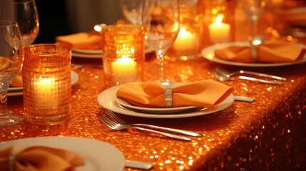 Naklejka premium table orange glitter