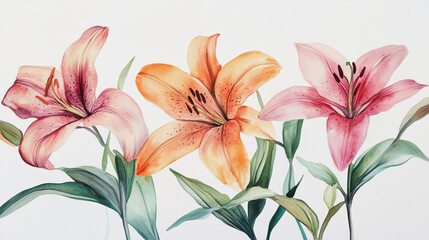 Fototapeta premium Elegant wedding invitation card background . Minimal hand painted watercolor botanical flowers texture template background. Design for wedding, vip cover, poster, rsvp moderncard.Valentine's Day