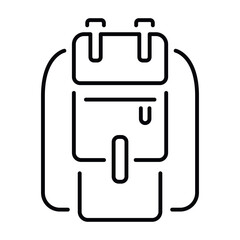 Backpack icon suitable for school, travel, hiking and daily use in minimalist style.