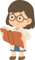 Little Girl student Kid Scientist cartoon student
