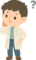 Cartoon Scientist with Beaker and Thumbs Up flat