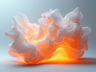  surreal and imaginative scene featuring a cloud-like structure with a glowing underside, resembling a floating sculpture or an abstract drone. 