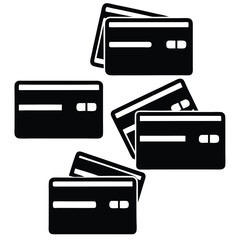 Leather wallet vector icon set with credit cards for business portfolio design